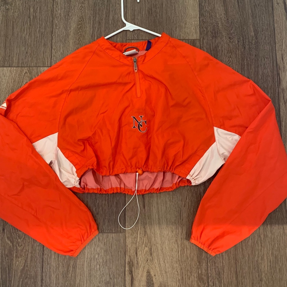 NC neon orange cropped windbreaker